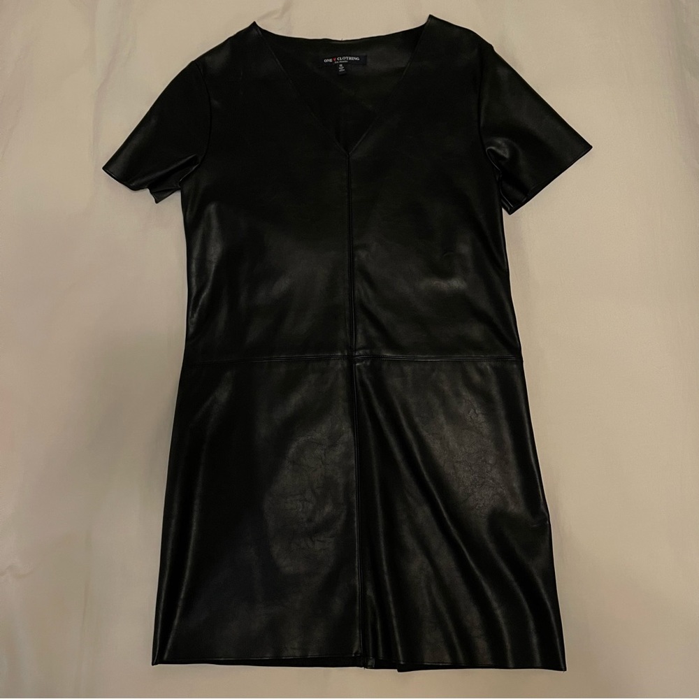 Black Leather Shift Dress
